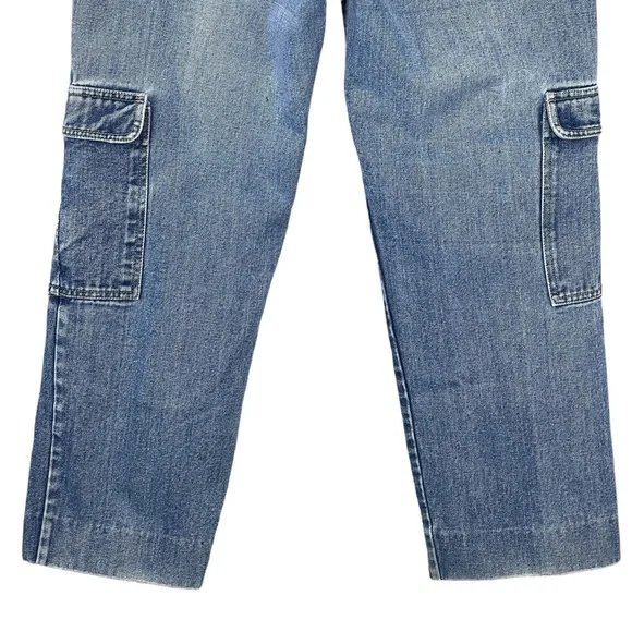 1980s Vintage Rigoletto Cargo Jeans Womens 30 High Rise Straight Utility Ankle - Picture 9 of 10